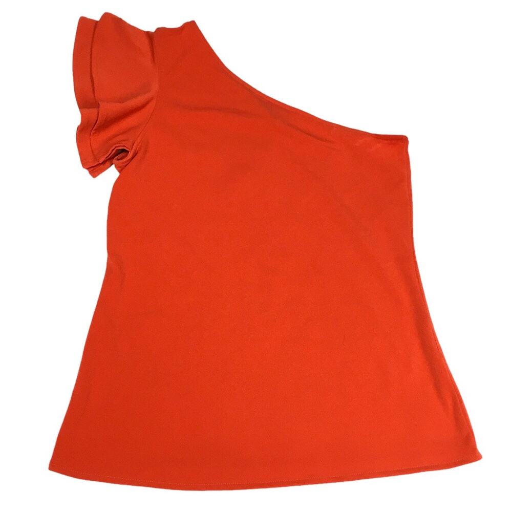 Banana‎ Republic Factory Top One Shoulder Ruffle Women's XS Red Orange Blouse